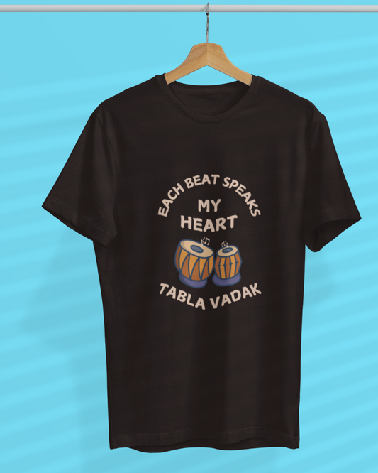 Round Neck Half Sleeve Music T-Shirt (Each Beat Speaks my heart)
