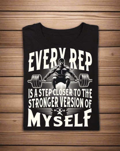 Round Neck Half Sleeve Gym T-Shirt (Every Rep Is a Step Closer)