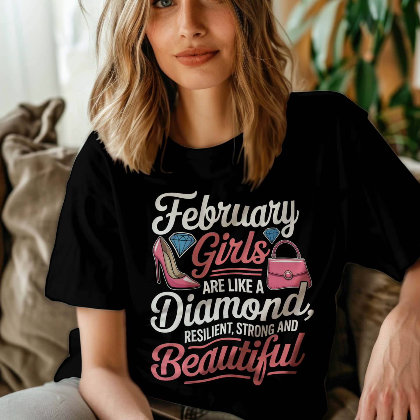 February Birthday Girl's Classic T-Shirt (February Girls are like a Diamond)
