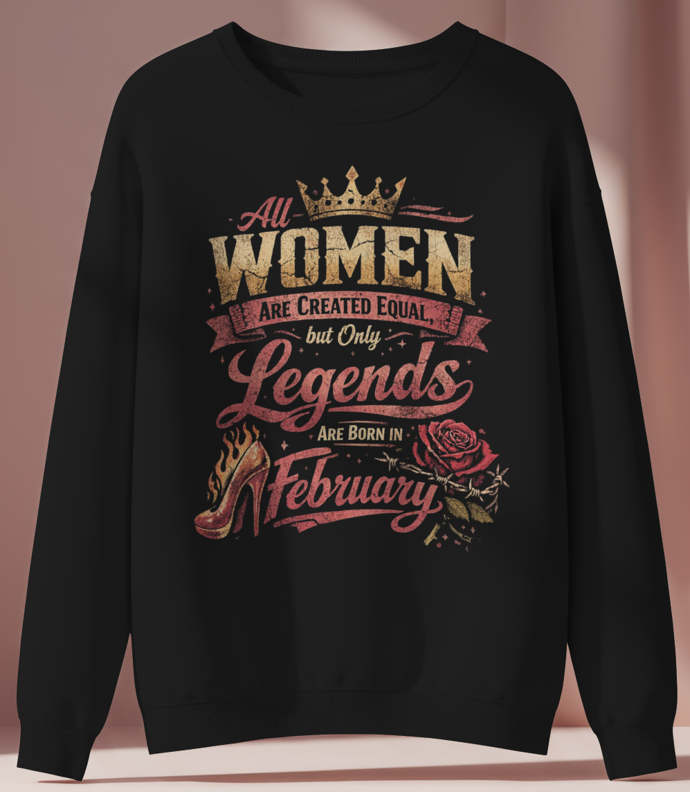 February Birthday Girl's Sweatshirt (All Women are created equal)