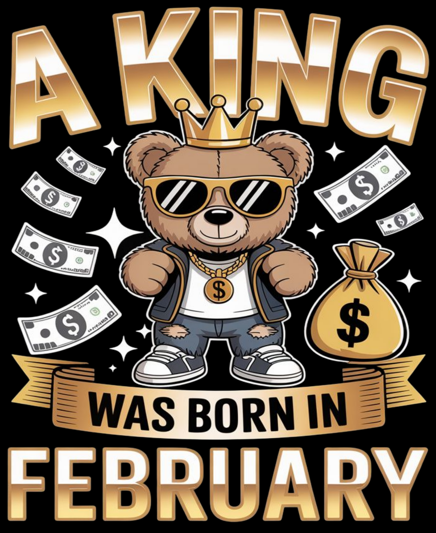February Birthday Kid's Crew Neck T-Shirt (A King was Born in February)