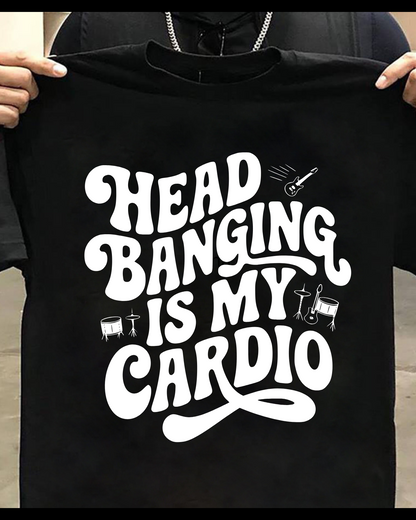 Round Neck Half Sleeve Music T-Shirt (Head Banging is my Cardio)