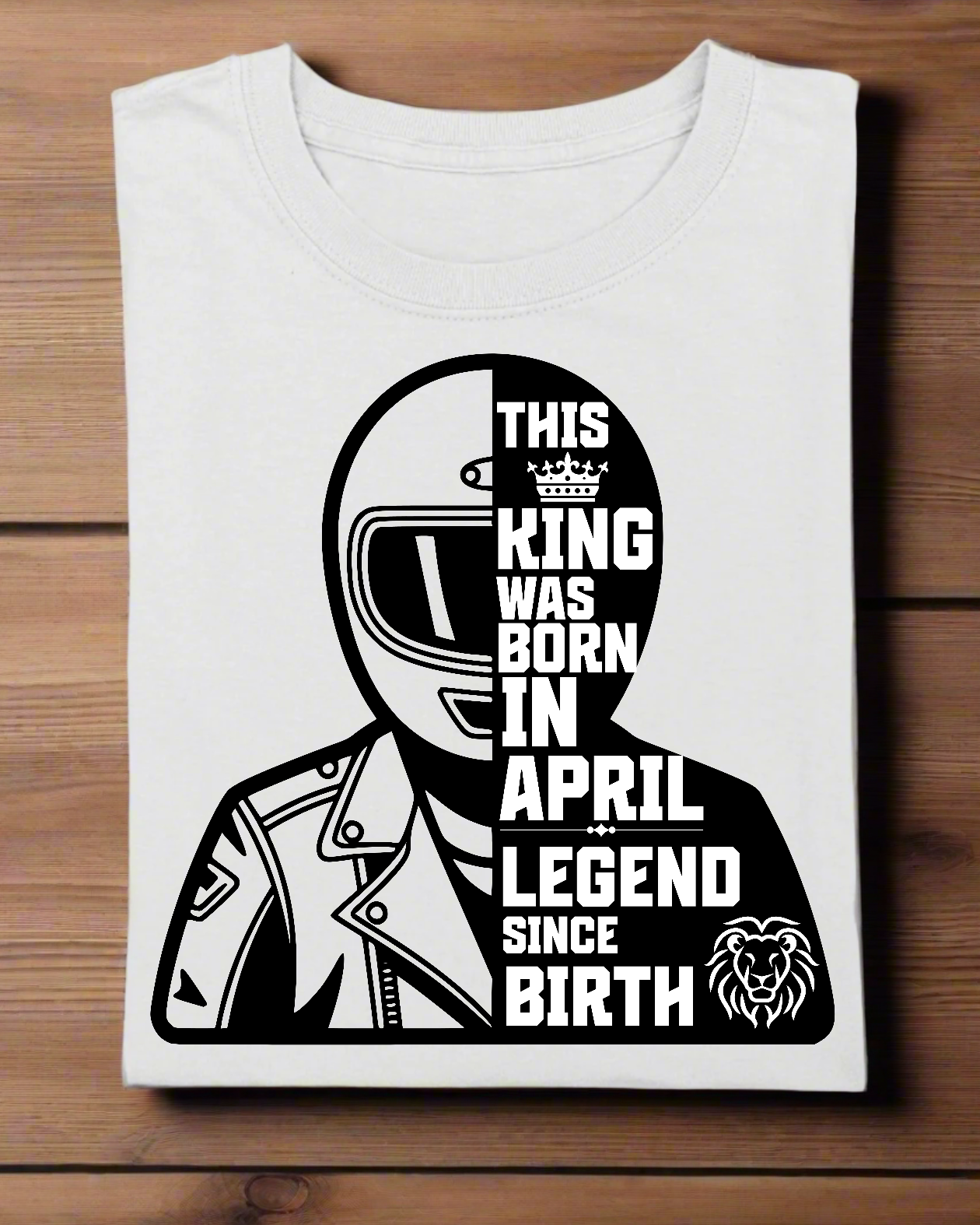 Round Neck Half Sleeve Birthday Biker T-Shirt (This King was born in April)