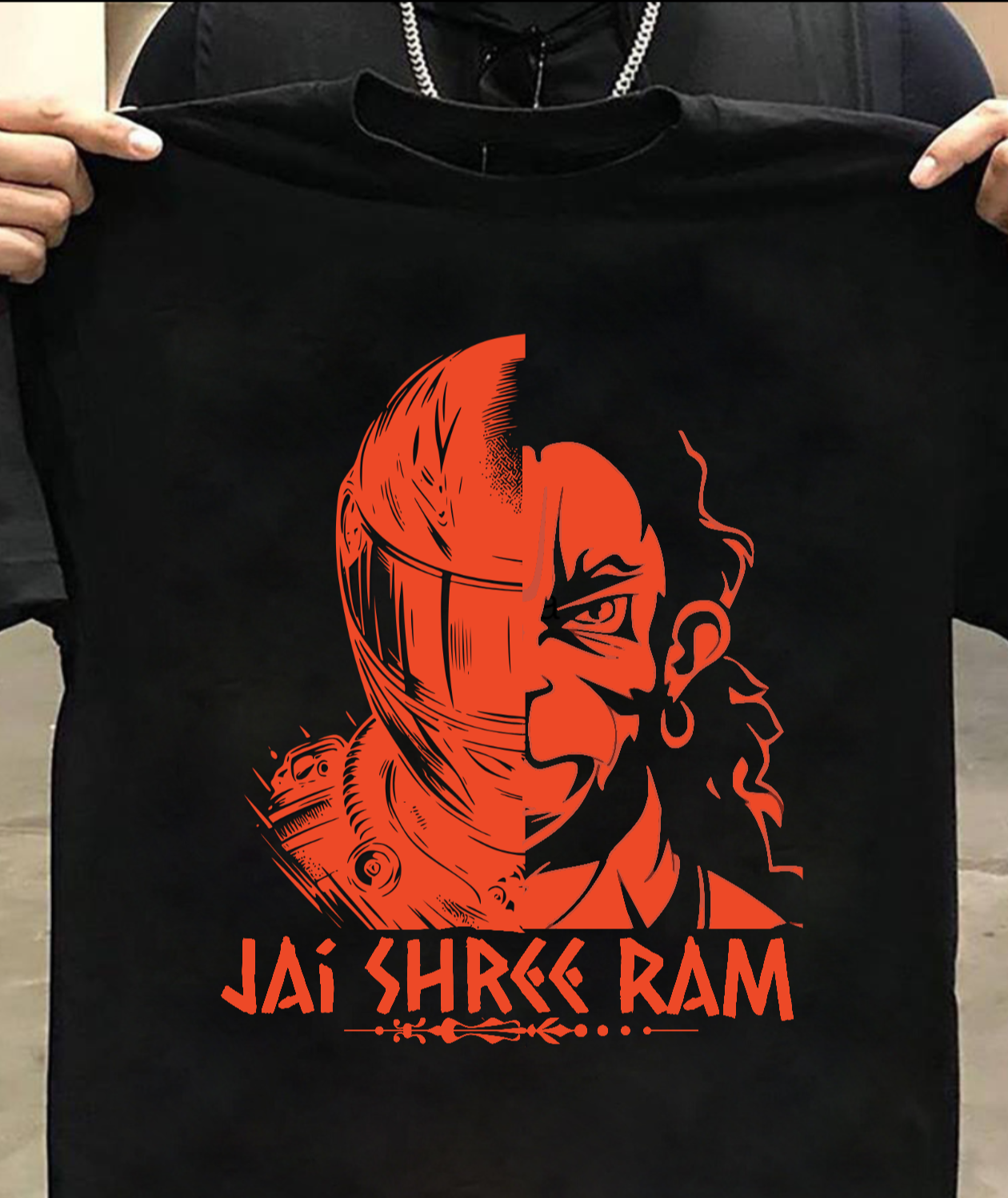 Round Neck Half Sleeve Biker T-Shirt (Jai Shree Ram)