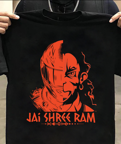Round Neck Half Sleeve Biker T-Shirt (Jai Shree Ram)
