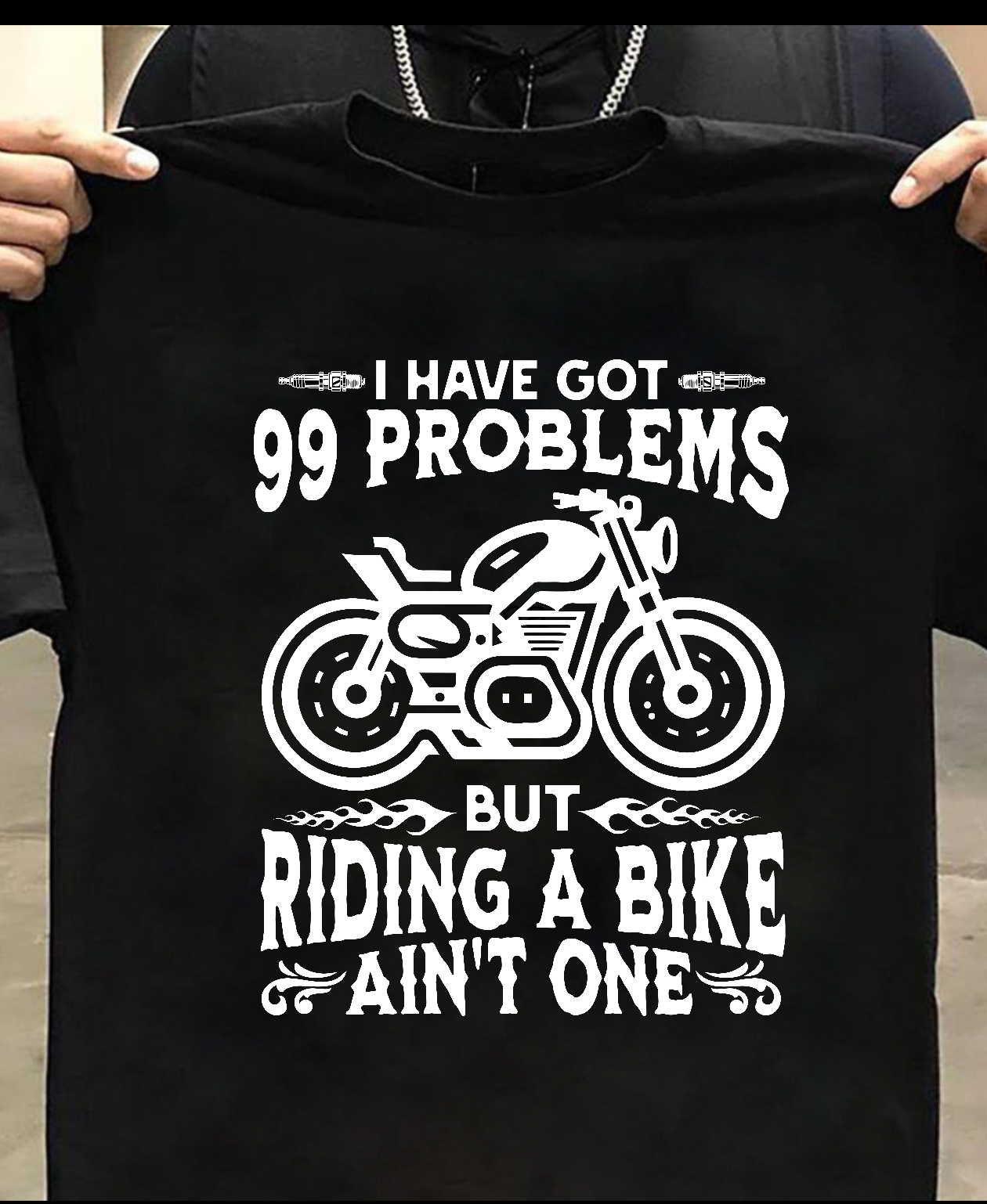 Round Neck Half Sleeve Biker T-Shirt (I have got 99 Problems But Riding)