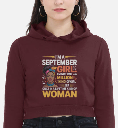 September Birthday Female Cropped Hoodie (I'm a September Girl)