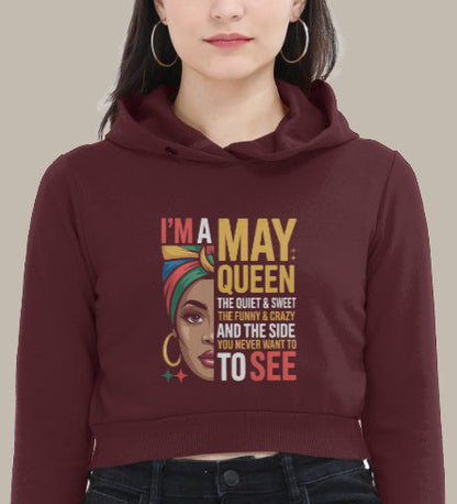 May Birthday Female Cropped Hoodie (I'm a May Queen)