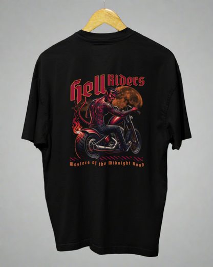 Oversized Biker T-Shirt Round Neck Half Sleeve (Masters of the Midnight Road)