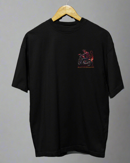 Oversized Biker T-Shirt Round Neck Half Sleeve (Masters of the Midnight Road)
