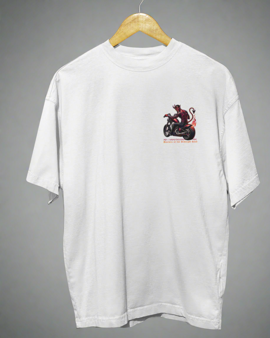 Oversized Biker T-Shirt Round Neck Half Sleeve (Masters of the Midnight Road)