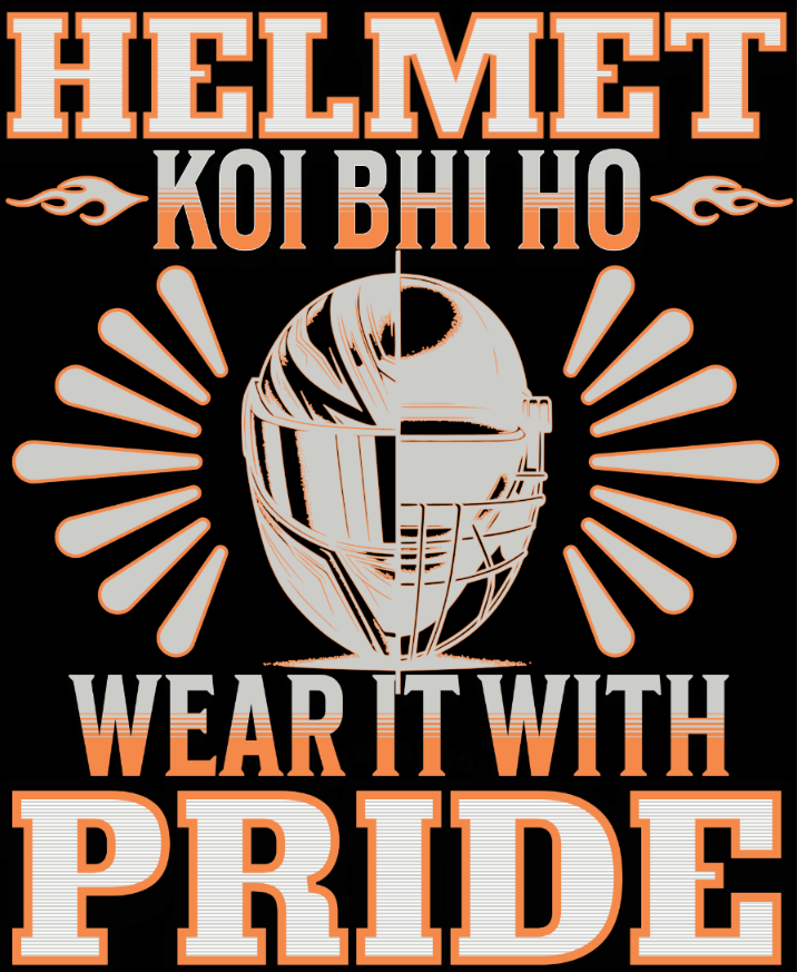 Round Neck Half Sleeve Biker T-Shirt (Helmet Koi bhi ho Wear it with Pride)
