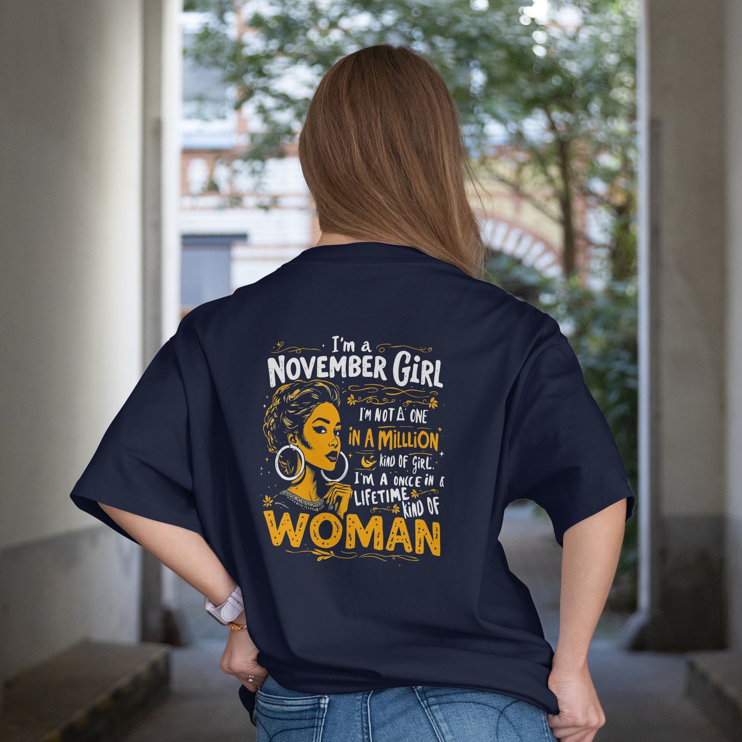 November Birthday Unisex Terry Oversized Tee Half Sleeve(I am a November Girl)
