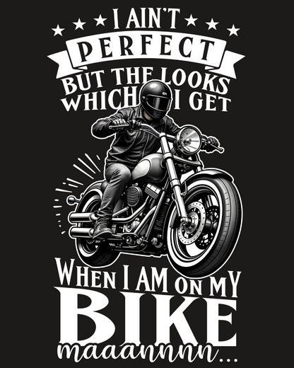 Unisex Full Sleeve Bikers Hoodie - Back Side Print (I ain't perfect but the looks)