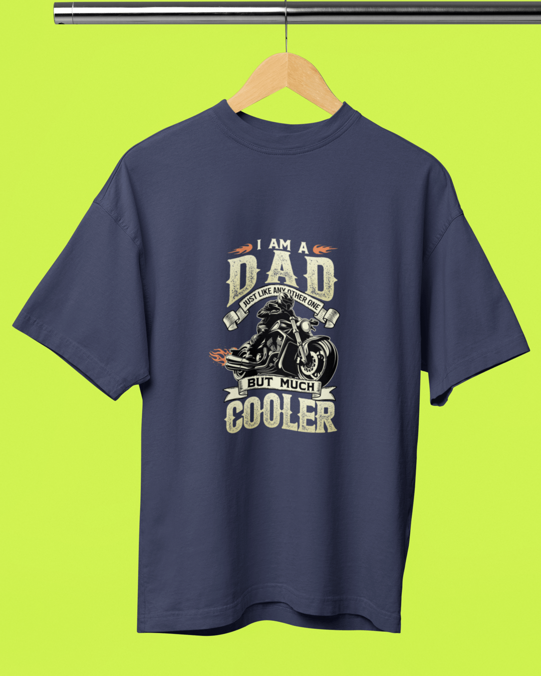 Round Neck Half Sleeve Oversized Biker T-Shirt (I am a dad Just like)