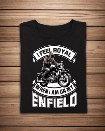 Round Neck Half Sleeve Biker T-Shirt (I feel Royal on my Enfield)