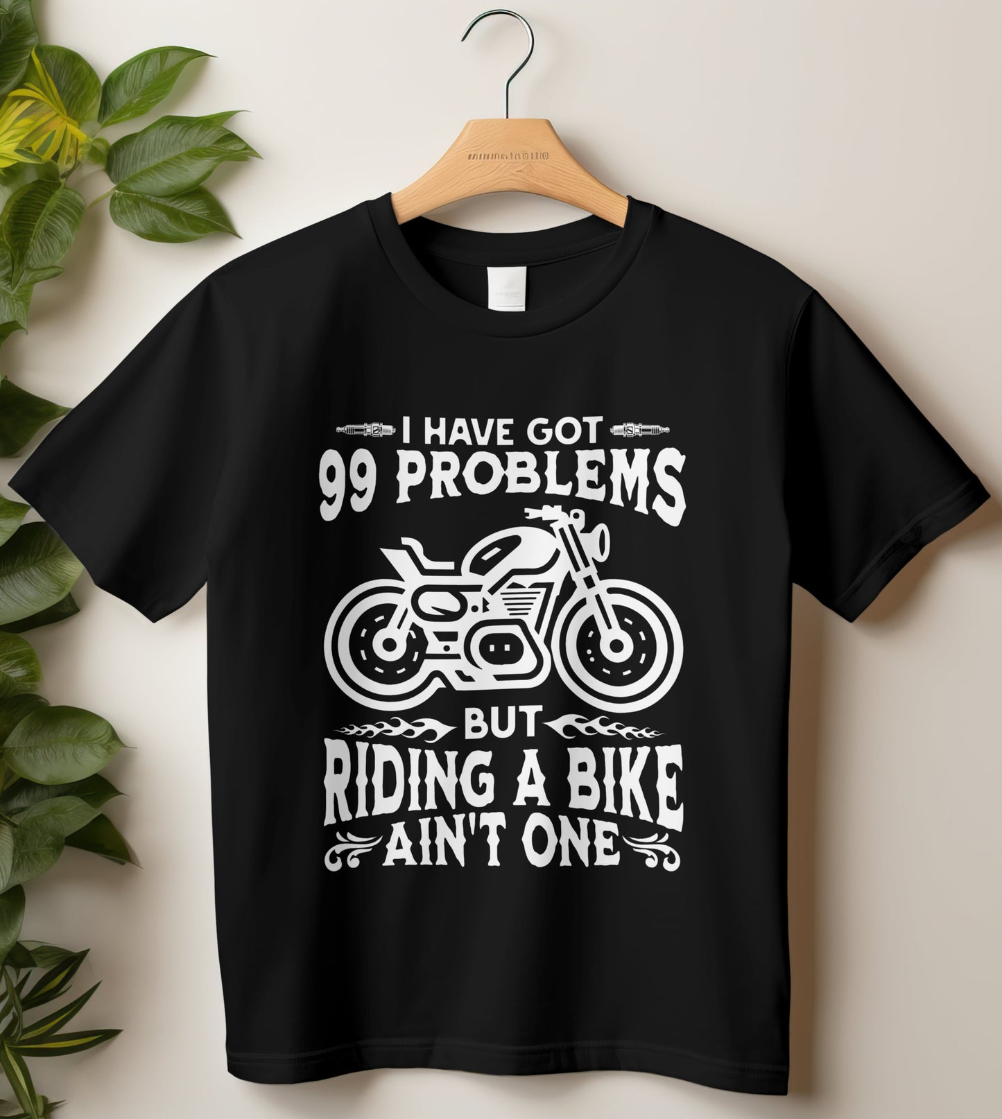 Round Neck Half Sleeve Biker T-Shirt (I have got 99 Problems But Riding)