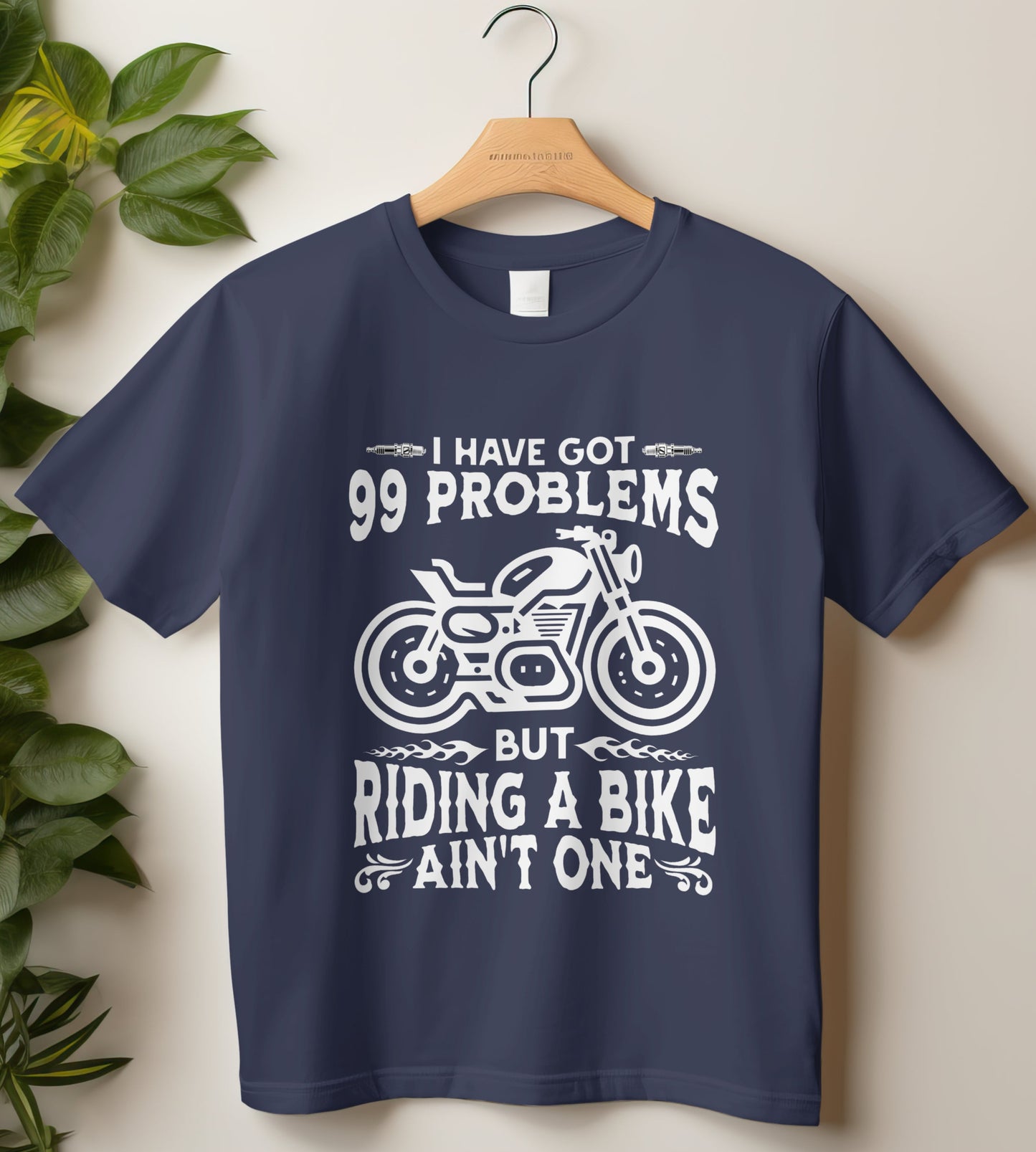Round Neck Half Sleeve Biker T-Shirt (I have got 99 Problems But Riding)