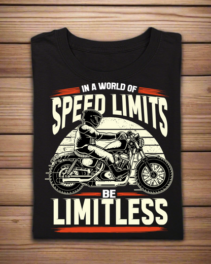 Round Neck Half Sleeve Biker T-Shirt (In a World full of Speed Limits)