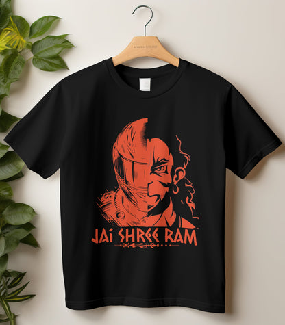 Round Neck Half Sleeve Biker T-Shirt (Jai Shree Ram)