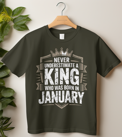 January Birthday Classic Crew T-Shirt (Never Underestimate a King who was born in January)