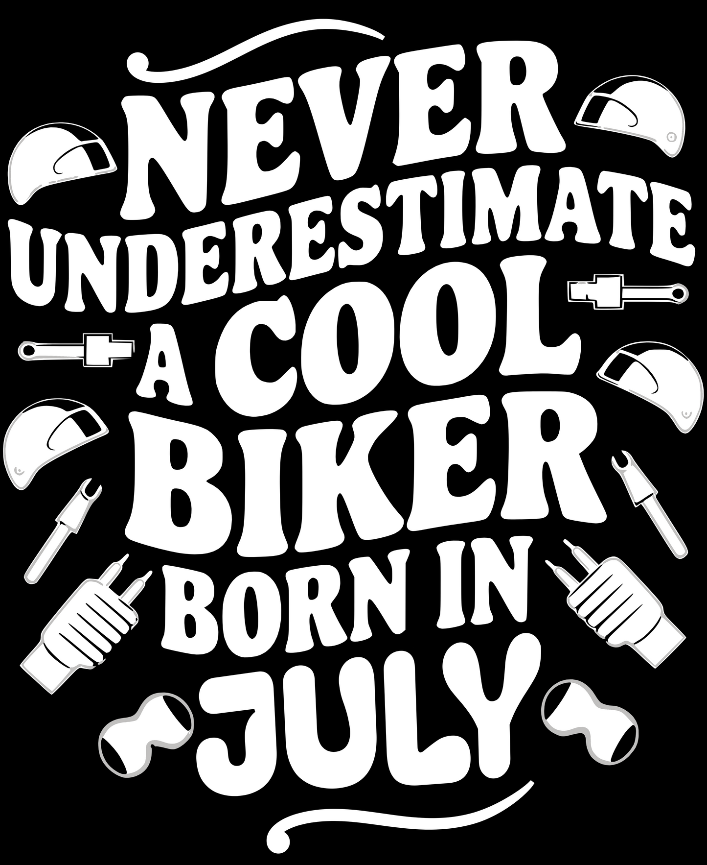 Biker Birthday T-shirt Round Neck Half Sleeve (Never Underestimate Cool Biker July)
