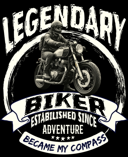 Round Neck Half Sleeve Biker T-Shirt (Legendary Biker Established since Adventure)