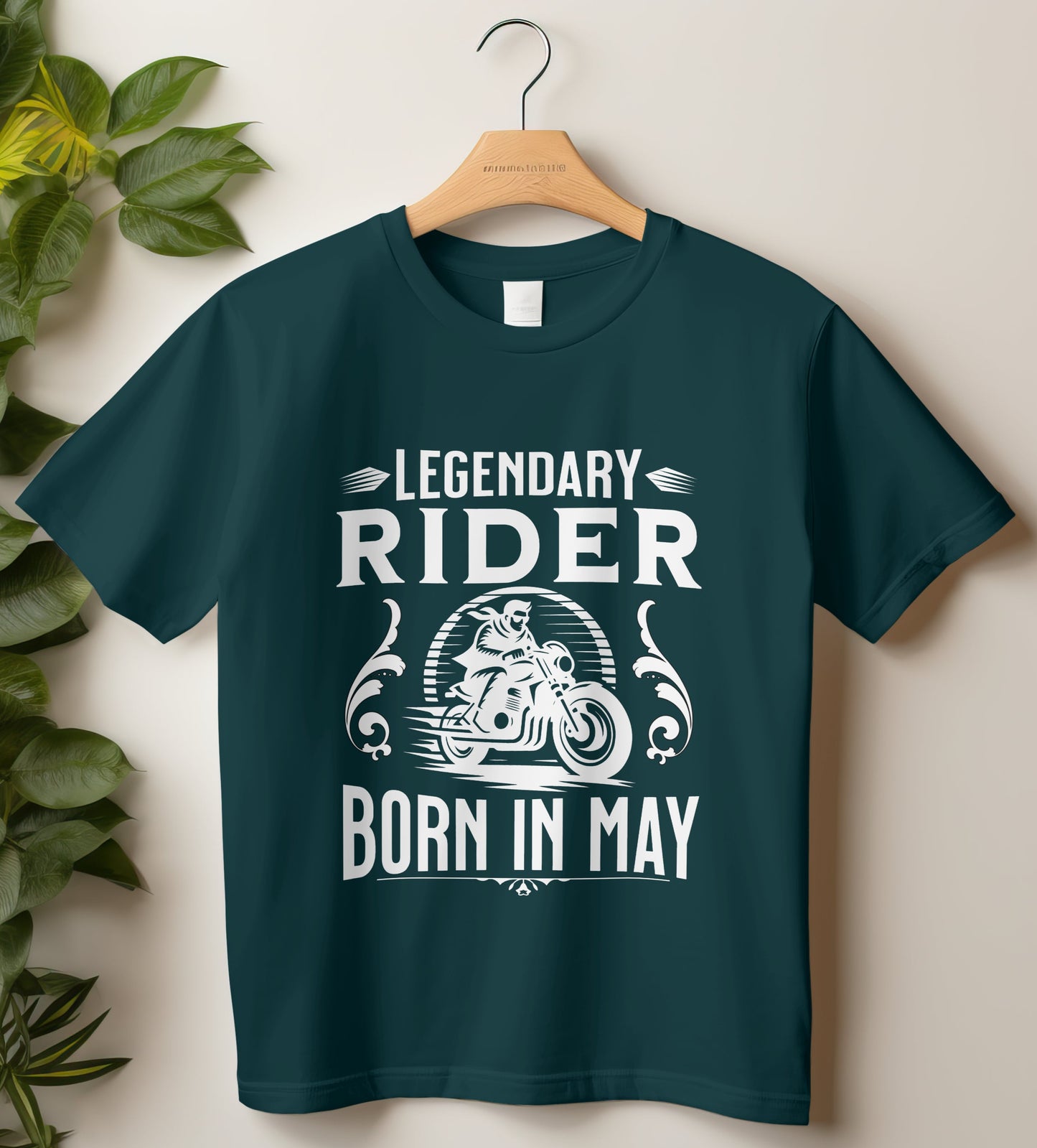 Biker Birthday T-Shirt Round Neck Half Sleeve (Legendary Rider born in May)