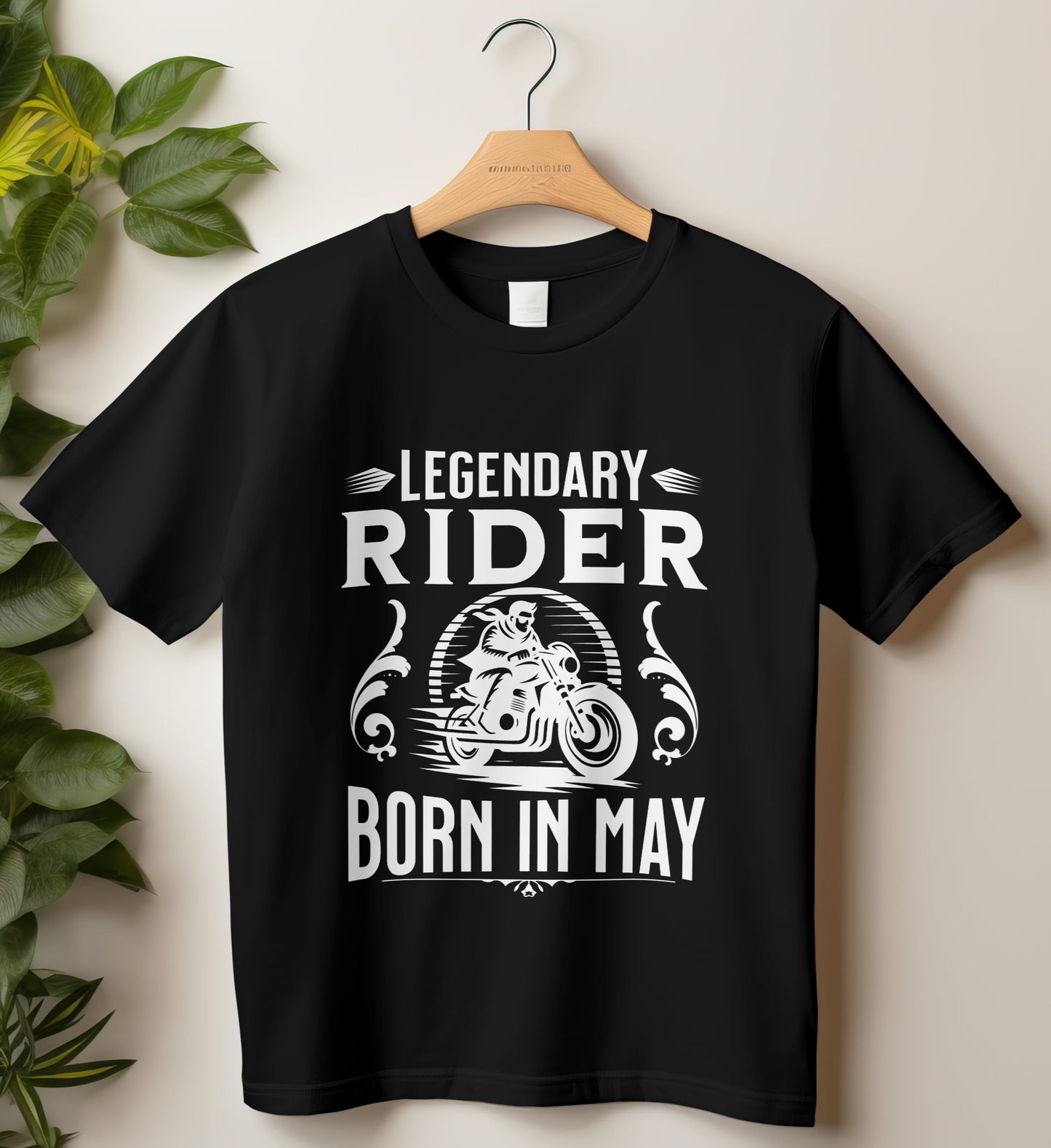 Biker Birthday T-Shirt Round Neck Half Sleeve (Legendary Rider born in May)