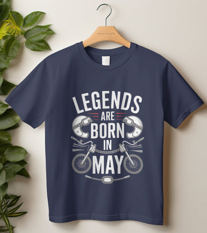Biker Birthday T-shirt Round Neck Half Sleeve (Legends are born in May)