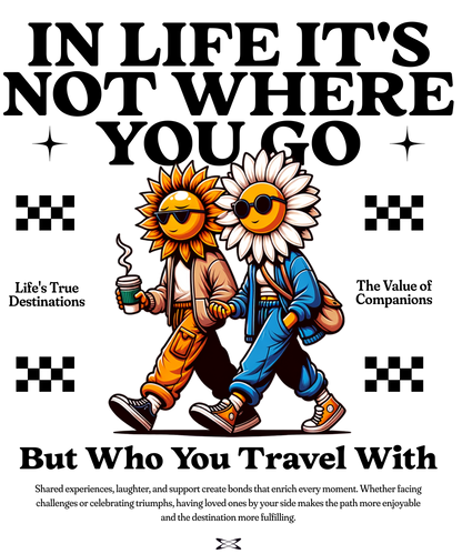 Round Neck Half Sleeve Travel T-Shirt (In life it's not where you go)