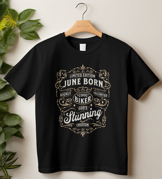 Biker Birthday T-shirt Round Neck Half Sleeve (Limited Edition June Born)
