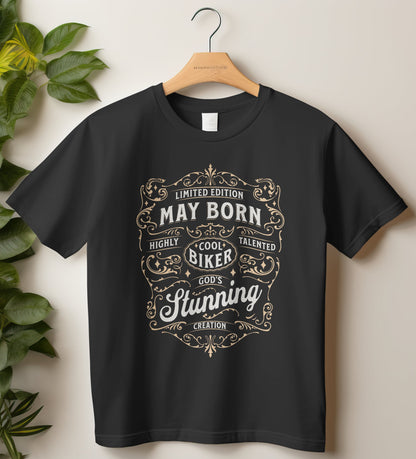 Biker Birthday T-Shirt Round Neck Half Sleeve (Limited Edition May Born)