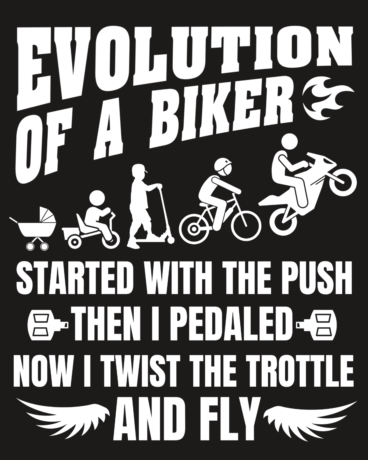 Round Neck Half Sleeve Biker T-Shirt (Evolution of a Biker)