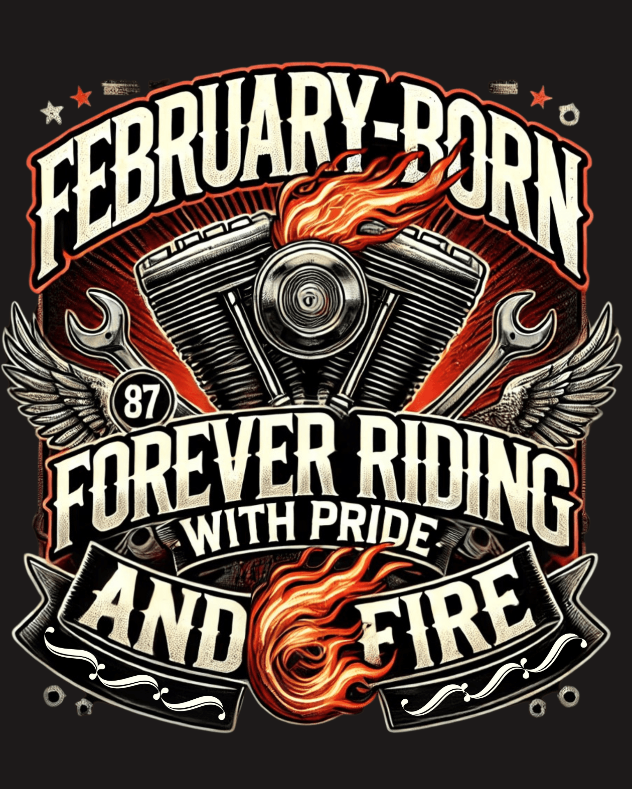 Round Neck Half Sleeve Biker T-Shirt (February Born)