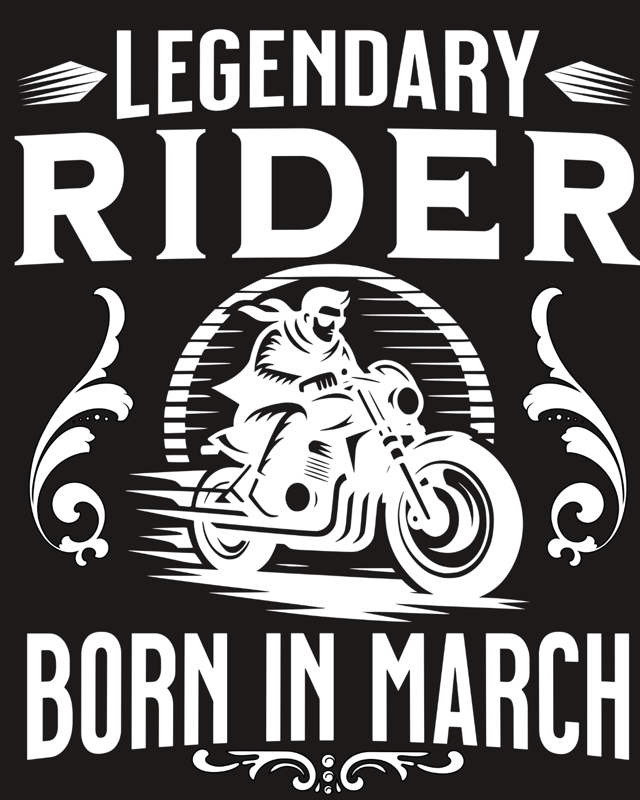 Round Neck Half Sleeve Biker T-Shirt (Legendary biker born in March)