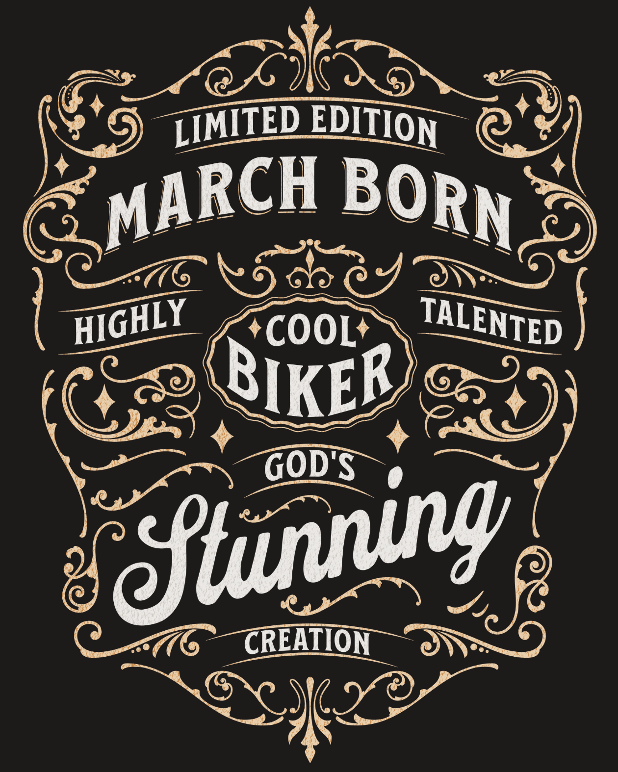 Round Neck Half Sleeve Biker T-Shirt (Limited Edition March Born)