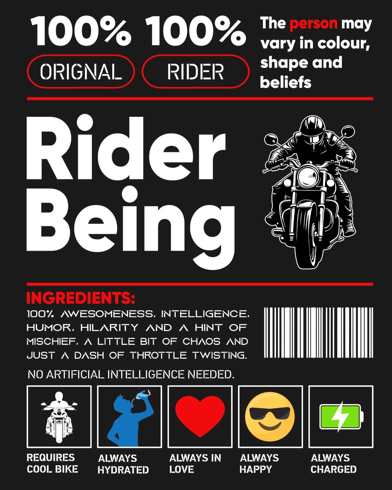 Round Neck Half Sleeve Biker T-Shirt (Rider Being)