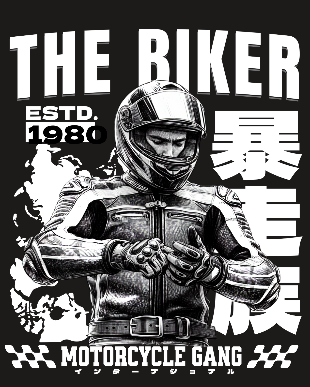 Round Neck Half Sleeve Oversized Biker T-Shirt Back Side Print(The Biker Motorcycle Gang)