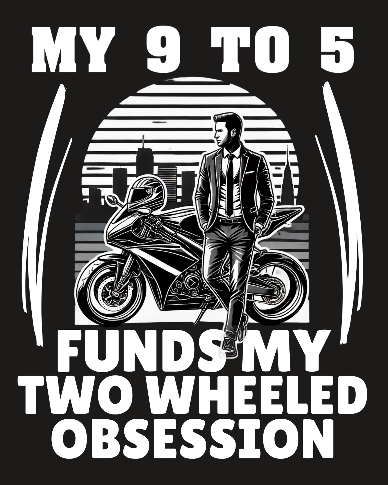 Round Neck Half Sleeve Biker T-Shirt (My 9 To 5 funds my two wheels)