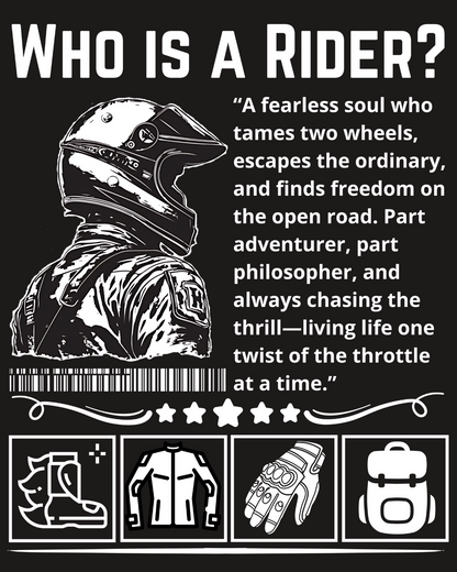 Round Neck Half Sleeve Oversized Biker T-Shirt (Who is a Rider?)