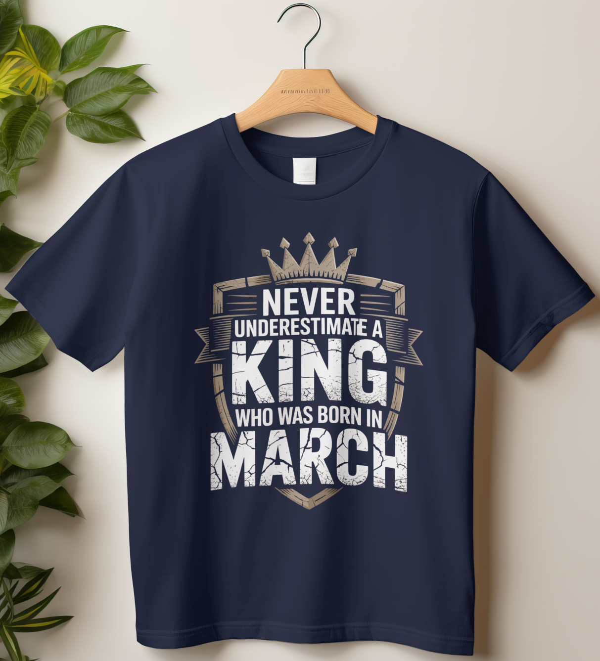 March Birthday Male Classic Crew T-Shirt (Never Underestimate a King)