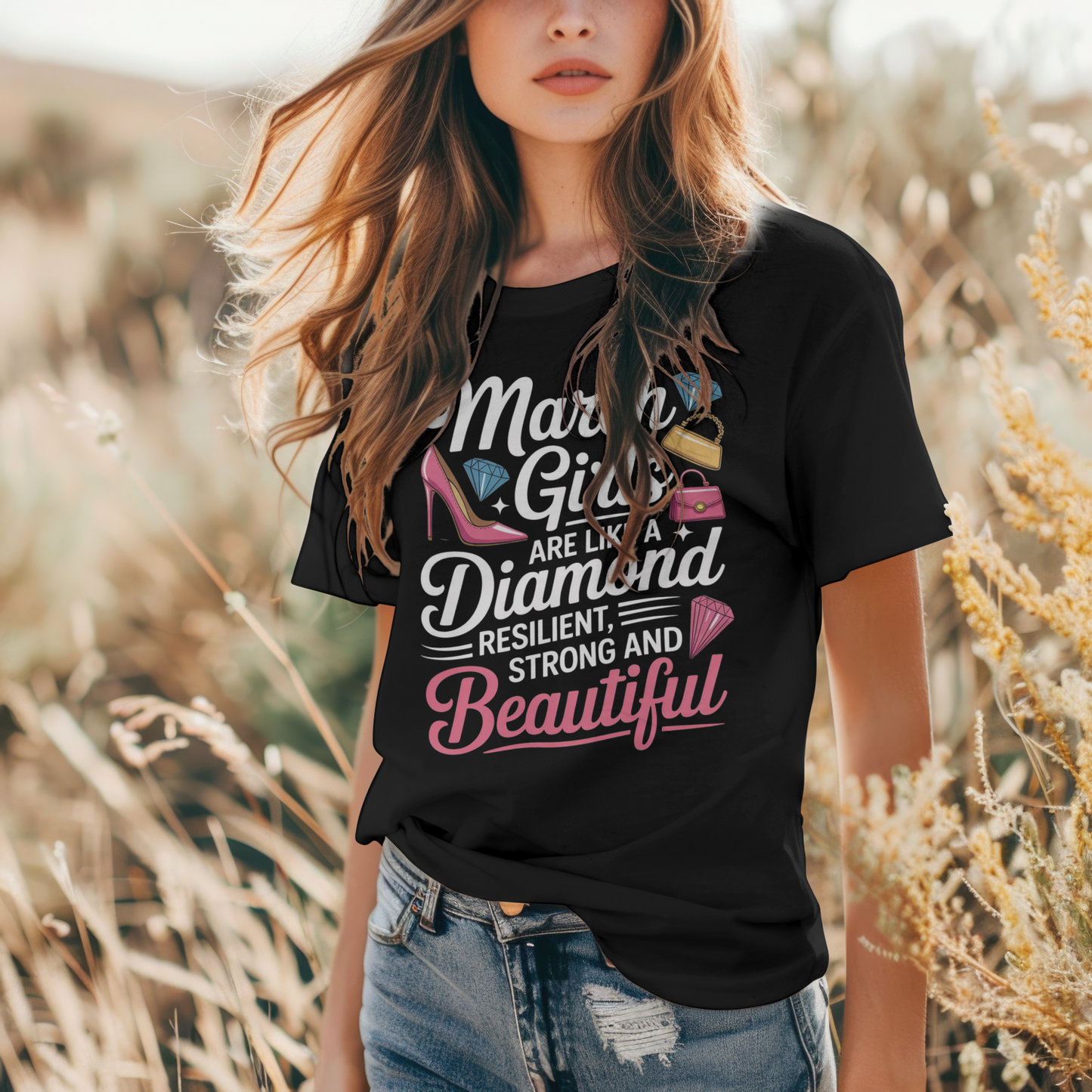 March Birthday Girl's Classic T-Shirt (March Girls are like a Diamond)