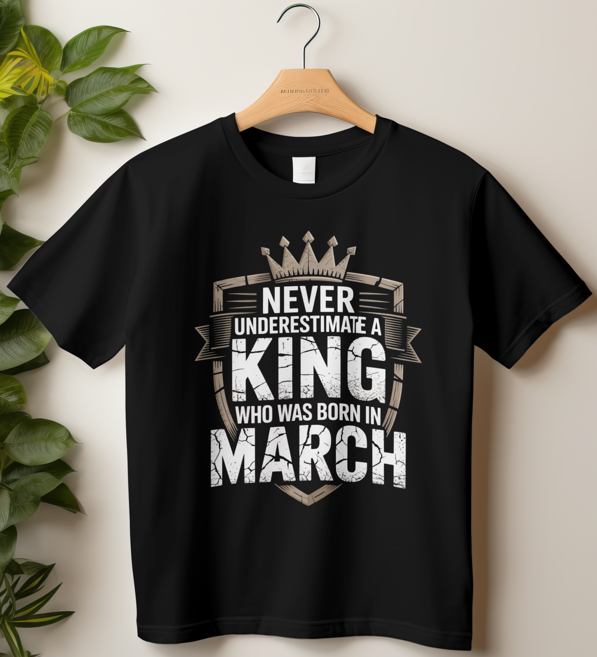 March Birthday Male Classic Crew T-Shirt (Never Underestimate a King)