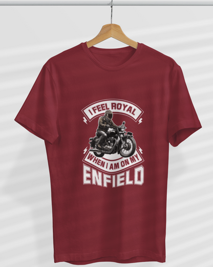 Round Neck Half Sleeve Biker T-Shirt 2 (I feel Royal When I am on my Enfield)