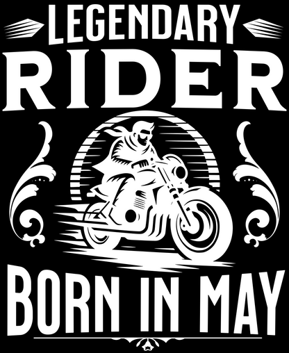Biker Birthday T-Shirt Round Neck Half Sleeve (Legendary Rider born in May)