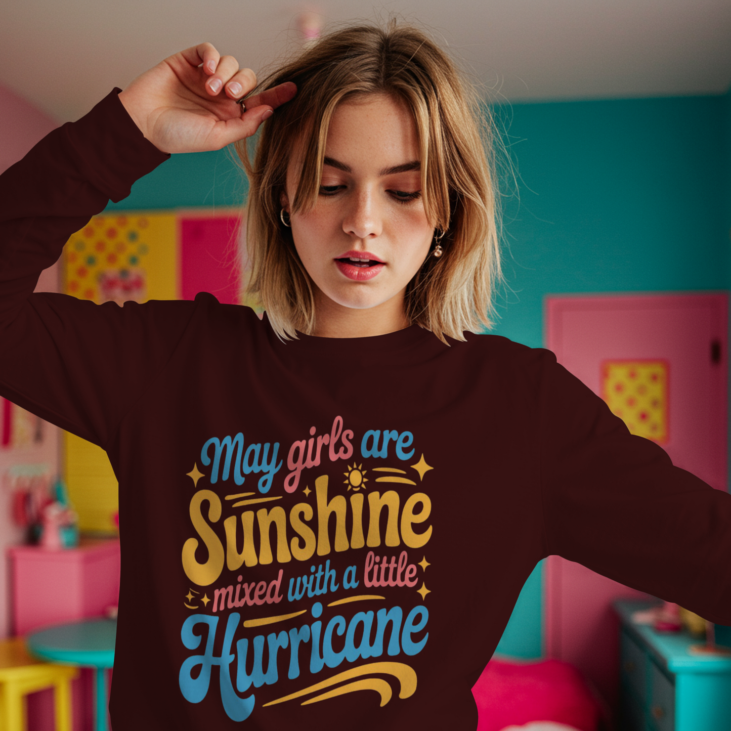 May Birthday Girl's Sweatshirt (May Girls are Sunshine)