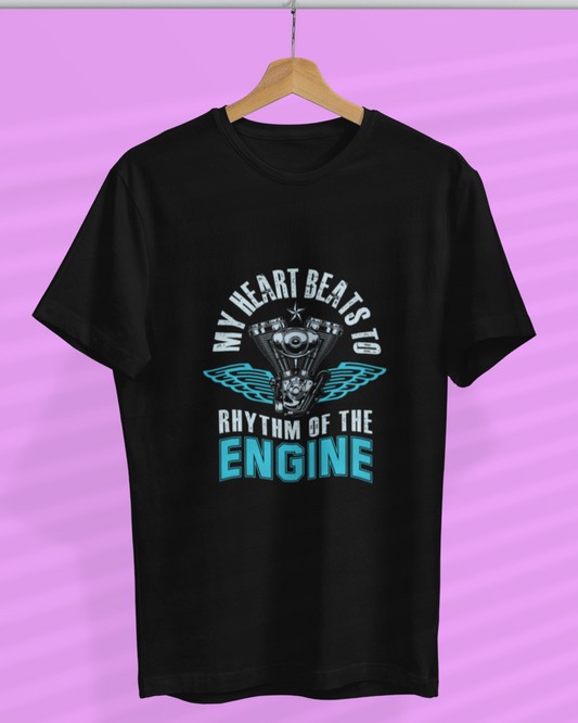 Round Neck Half Sleeve Biker T-Shirt (My Hearts beats to the Rhythm)