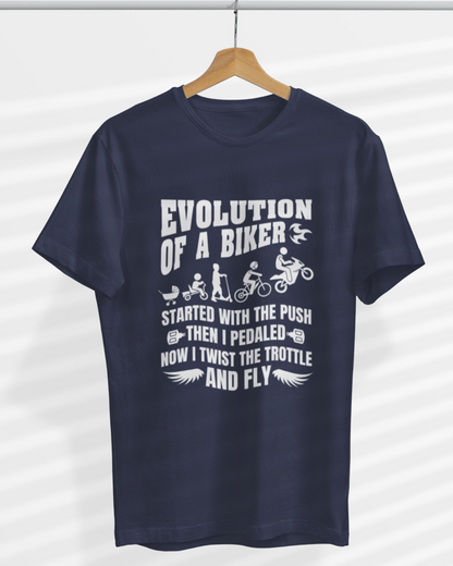 Round Neck Half Sleeve Biker T-Shirt (Evolution of a Biker)