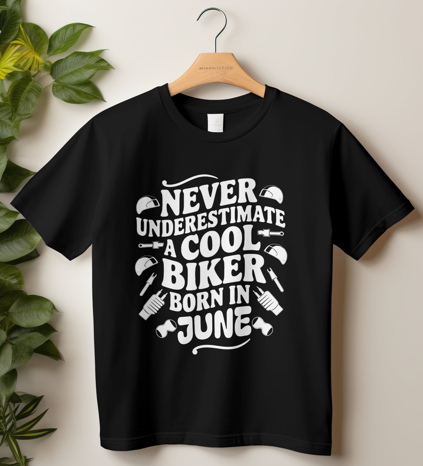 Biker Birthday T-shirt Round Neck Half Sleeve (Never Underestimate a cool biker born in June)